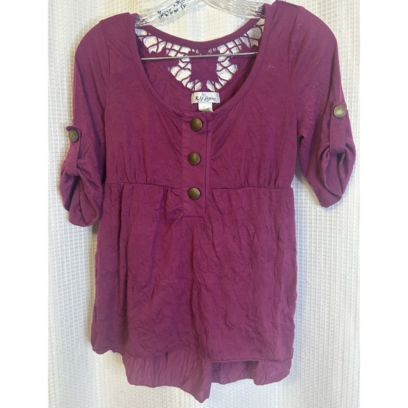 Self Esteem Tops - VTG Y2K Self Esteem Purple Babydoll Top Blouse Women's Size Small Whimsy 00s